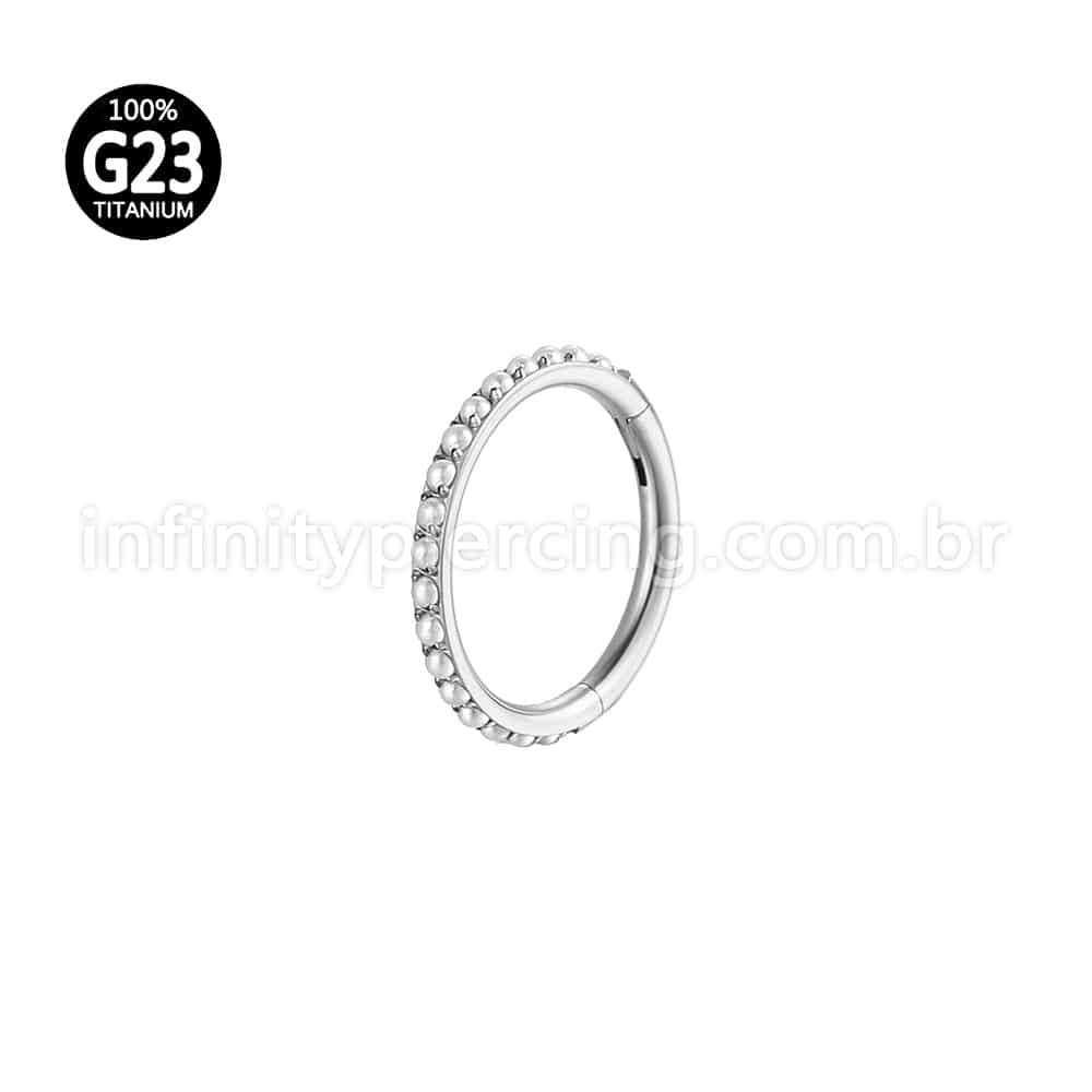 Piercing Argola Titânio Segmento Articulado Perola Cravejada