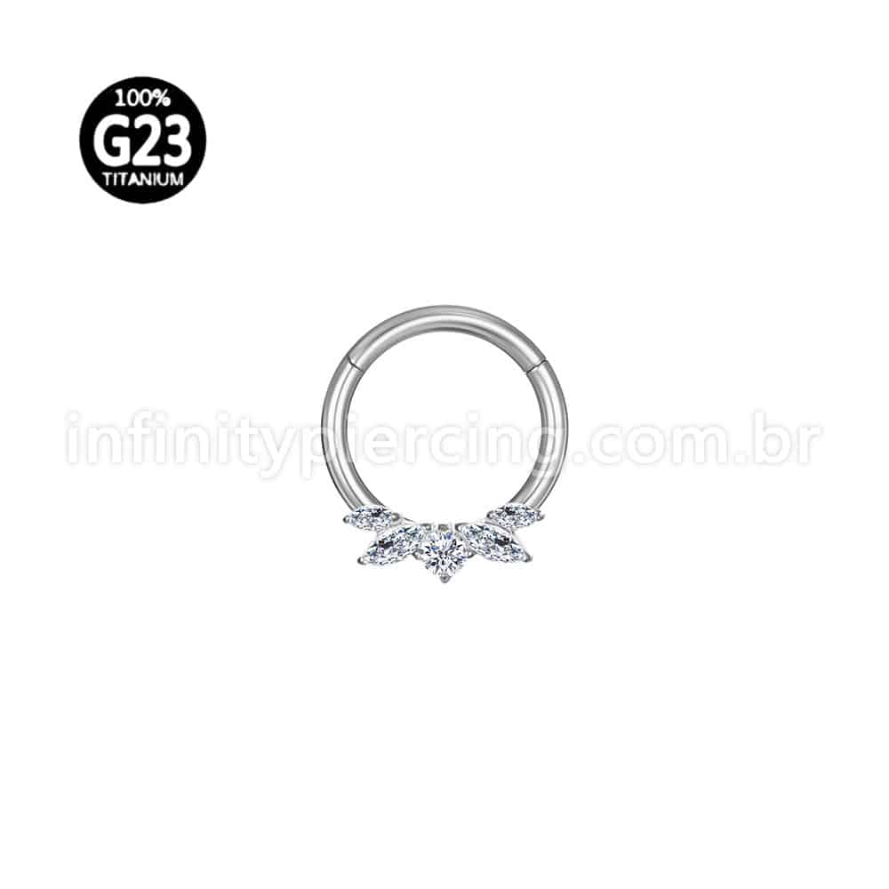 Piercing Argola Titânio Detalhes Zircônia Cravejada