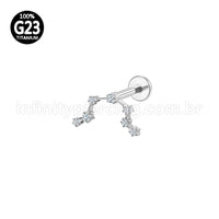 Piercing Labret Titânio 7 Zircônias Cravejada