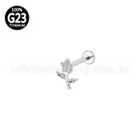 Piercing Labret Titânio Flor Com Zircônias