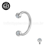 Piercing Ferradura Lapidada Titânio Com Zircônia Cravada Rosca Interna