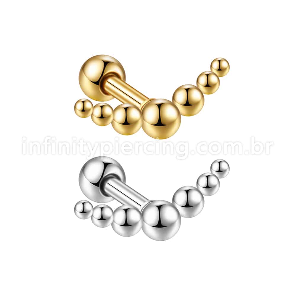 Piercing MiniBarbell Curvado Aço Cirúrgico