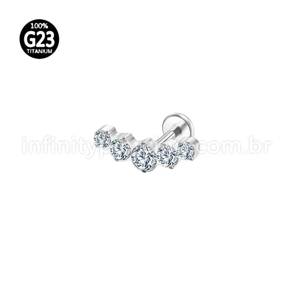 Piercing Labret Titânio Cluster Zircônias Cravejadas