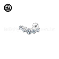 Piercing Labret Titânio Cluster Zircônias Cravejadas