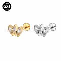 Piercing Labret Titânio Trio Gravatinhas Zircônia