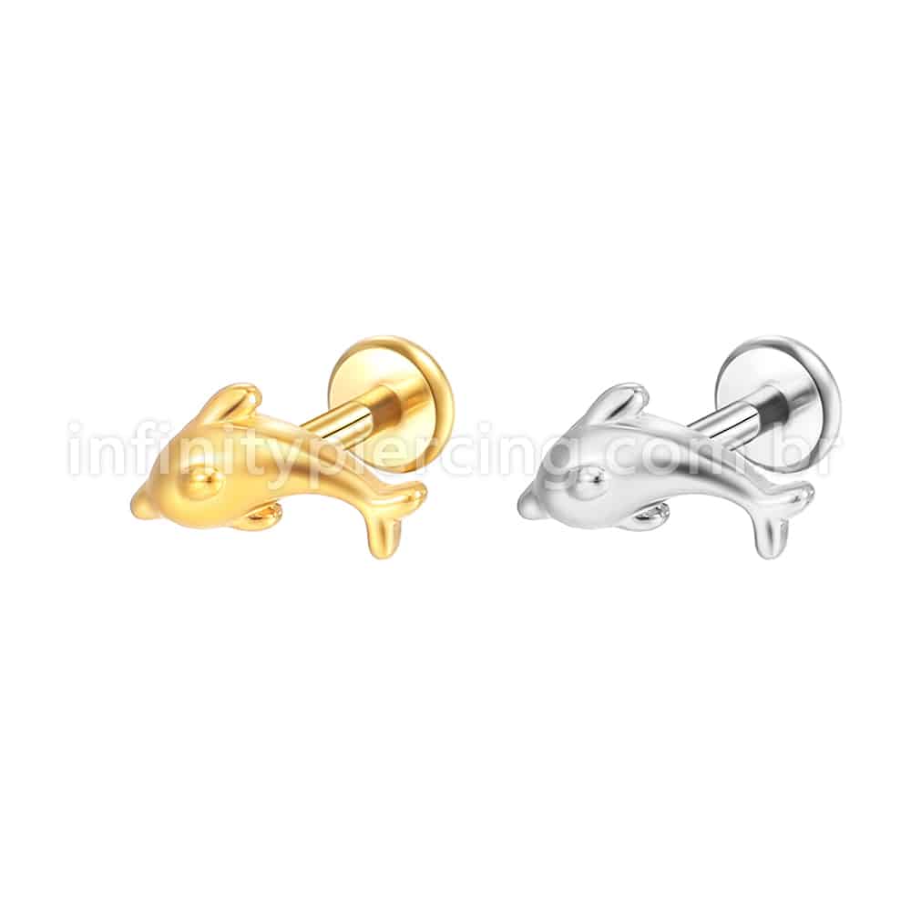 Piercing Labret Aço Cirúrgico Golfinho