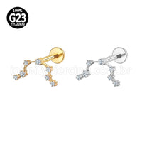 Piercing Labret Titânio 7 Zircônias Cravejada