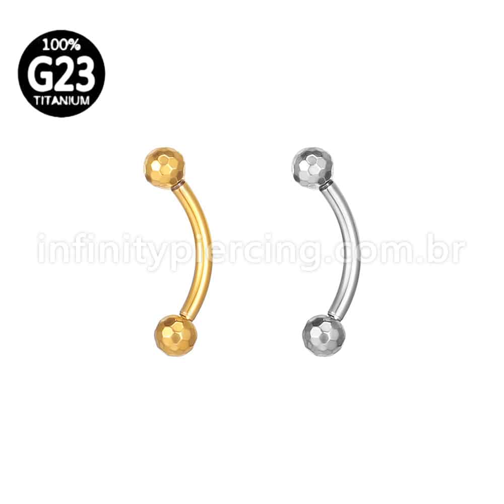 Piercing Barbell Curvo Titânio Rosca Externa Lapidada