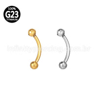 Piercing Barbell Curvo Titânio Rosca Externa Lapidada