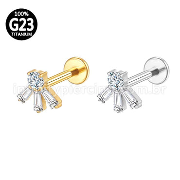 Piercing Labret Titânio Zircônia Cravejada