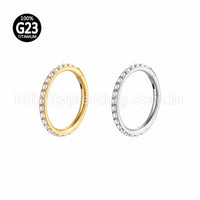 Piercing Argola Titânio Segmento Articulado Perola Cravejada