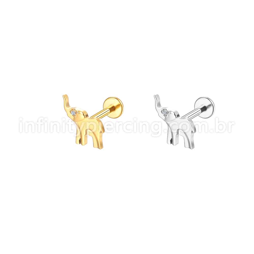 Piercing Labret Aço Cirúrgico Elefante 1 Zircônia 10323 1.2X8
