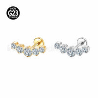 Piercing Labret Titânio Cluster Zircônias Cravejadas