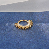 Piercing Argola Titânio Segmento Articulado Detalhado Zircônias Cravejadas