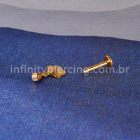 Piercing Labret Titânio Flor Pingente Zircônia Cravejada