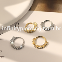 Piercing Argola  Aço Cirúrgico Segmento Articulado Indiano Zircônia