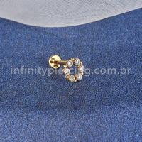 Piercing Labret Aço Cirúrgico Redondo 6 Zircônia
