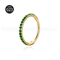 Piercing Argola Segmentada Titânio 1 Fileira Zircônia Cravejada