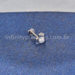 Piercing Labret Titânio Coração Lapidado Zircônia Cravejada