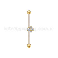 Piercing Transversal Aço Cirurgico Indiano Zircônia Cravada