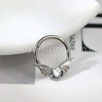 Piercing Argola Titânio Morcego Zircônia Cravejada