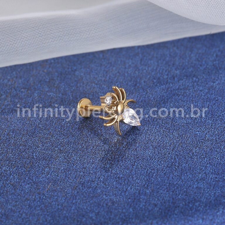 Piercing Labret Titânio Aranha Com Zircônia Cravejada