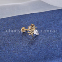 Piercing Labret Titânio Aranha Com Zircônia Cravejada