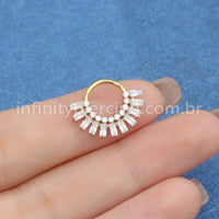 Piercing Argola Aço Cirúrgico Segmento Articulado Zircônia Cravejada