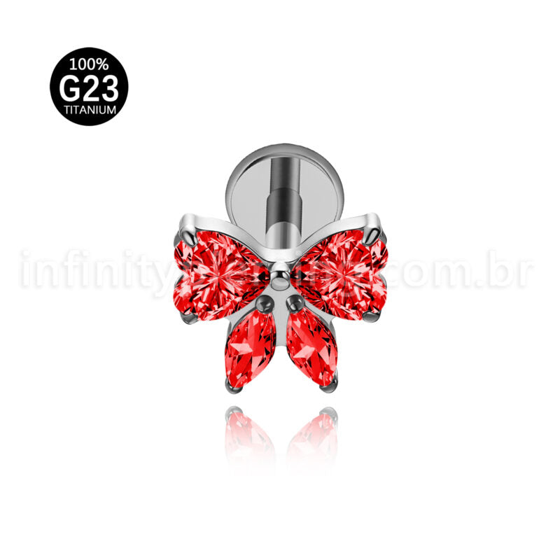 Piercing Labret Titânio Laço Zircônia Cravejada