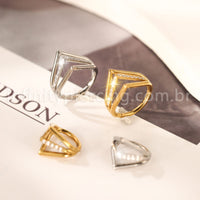Piercing Argola Gota Titânio Três Fileiras Segmento Articulado Zircônia Cravejada