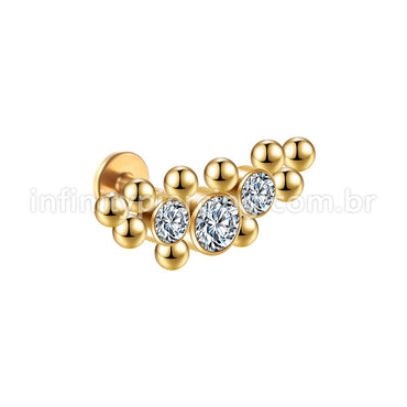 Piercing Labret em Titânio G23 com Zircônia de Brilho Intenso – Design Elegante e Minimalista