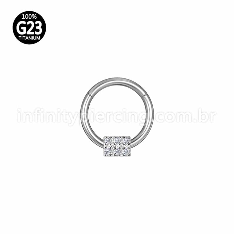 Piercing Argola Titânio Segmento Articulado 6 Zircônias