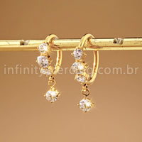 Piercing Argola Titânio Segmento Articulado Zircônia Cravejada Com Pingente
