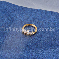 Piercing Argola Titânio Segmento Articulado 5 Pedras Zircônia Cravejada