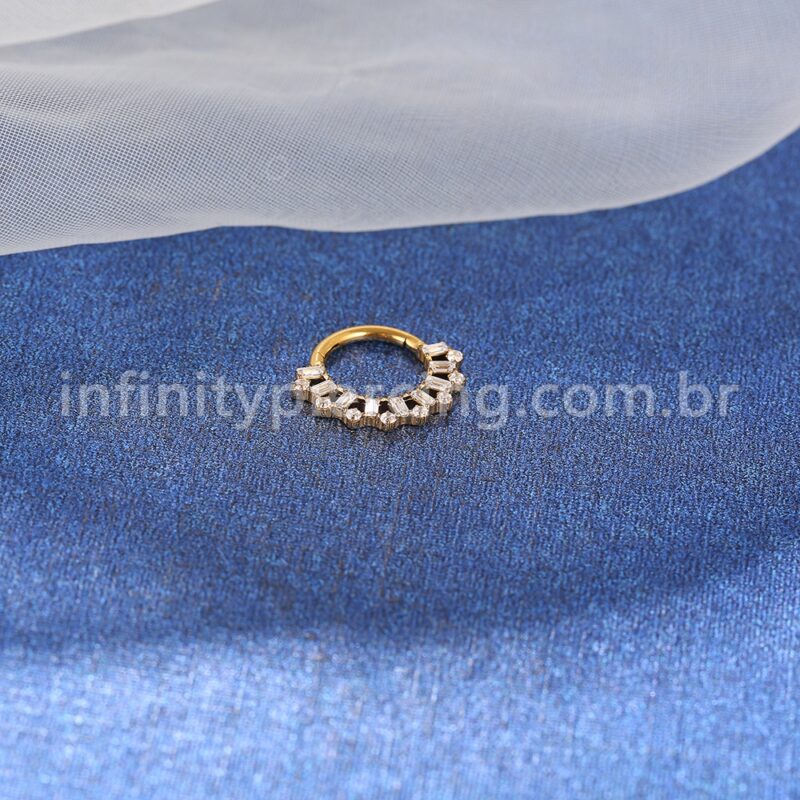 Piercing Argola Titânio Detalhes Zircônia Cravejada