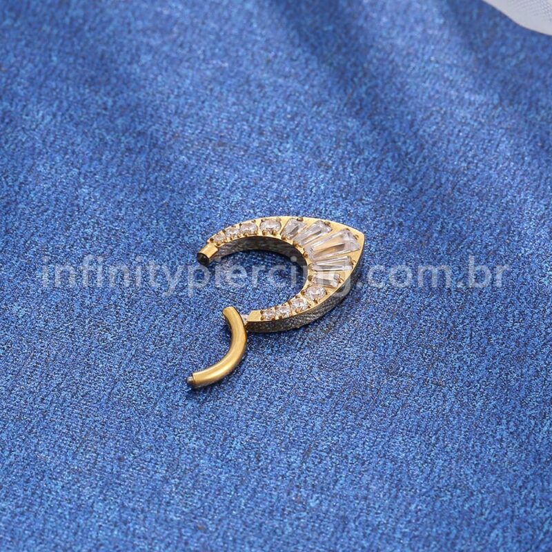 Piercing Argola Titânio Segmento Articulado Zircônia Cravejada Gota
