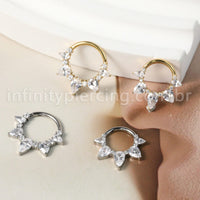 Piercing Argola Titânio Segmento Articulado Zircônia Cravejada Gota