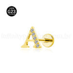 Piercing Labret Titânio Letras Com Zircônia Cravejada