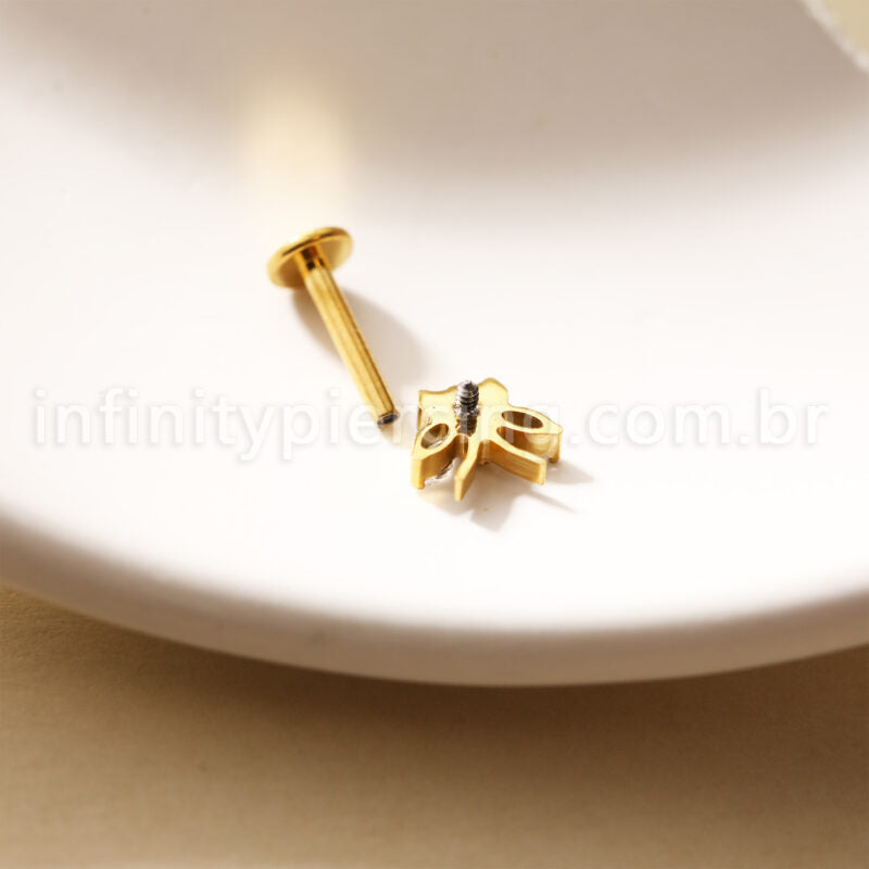 Piercing Labret Aço Cirúrgico Borboleta Zircônia