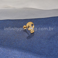 Piercing Labret Aço Cirúrgico Caveira Zircônia