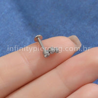 Piercing Labret Aço Cirúrgico Trio Zircônia