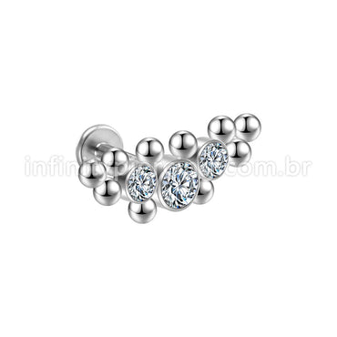 Piercing Labret em Titânio G23 com Zircônia de Brilho Intenso – Design Elegante e Minimalista