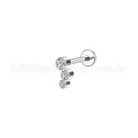 Piercing Labret Aço Cirúrgico Trio Zircônia