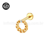 Piercing Labret Titânio Redonda 1 Zircônia