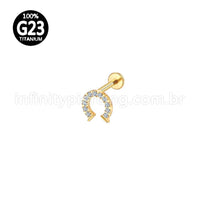 Piercing Labret Titânio Ferradura Zircônias Cravejadas