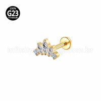 Piercing Labret Titânio Cluster Zircônia