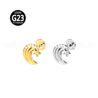 Piercing Labret Titânio Lua Com Estrela