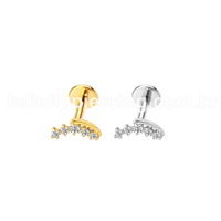 Piercing Labret Aço Cirúrgico Mini Cluster Zircônia
