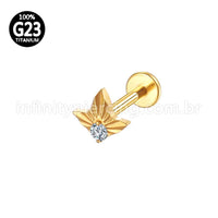 Piercing Labret Titânio Meia Estrela Zircônia