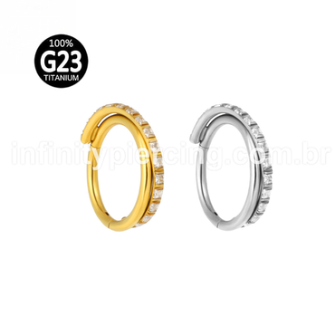 Piercing Argola Titânio Segmento Articulado Transpassada Zircônia